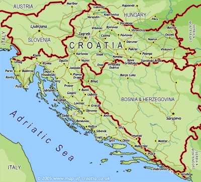 physique carte du croatie